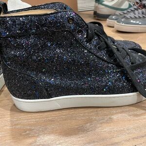 Christian Louboutin Glitter Black High-Top Sneakers